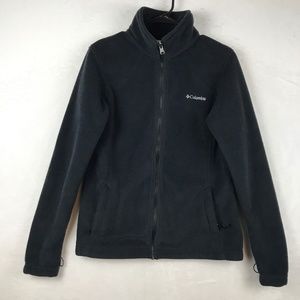 Columbia Interchange Jacket Womens Large Black Full Zip Fleece Casual Outdoor